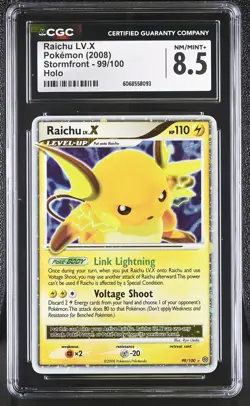 CGC 8.5 Raichu LV.X 2008 Stormfront 99/100 Holo Pokemon Card - Image 1