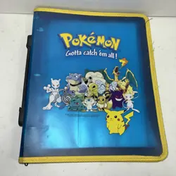 Pokemon Zip Card Album Binder 3 Ring Original 1999 Game Freak Nintendo Blue Used - Image 1