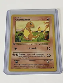Pokemon Charmander 46/102 1st Edition Shadowless Base Set Card 1999 Vintage Rare - Image 1