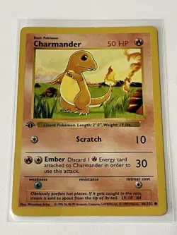 Pokemon Charmander 46/102 1st Edition Shadowless Base Set Card 1999 Vintage Rare - Image 3