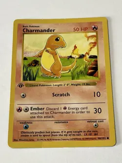 Pokemon Charmander 46/102 1st Edition Shadowless Base Set Card 1999 Vintage Rare - Image 5