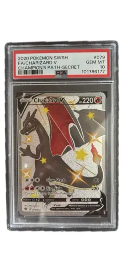 2020 Pokemon SWSH FA Charizard v Champion Path Secret Rare #79 PSA 10 - Image 1