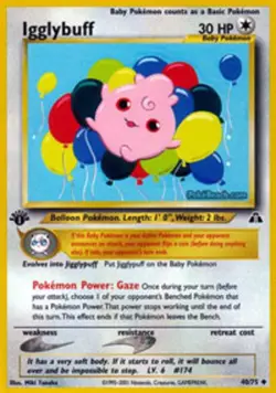 NM-Mint, English - 1 x Pokemon Igglybuff - 40/75 - Uncommon - 1st Edition Neo Di - Image 1
