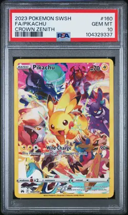2023 POKEMON SWORD & SHIELD CROWN ZENITH #160 FULL ART/PIKACHU PSA 10 - Image 1