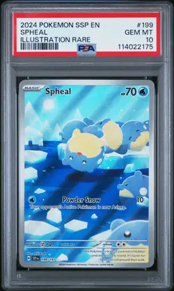 2024 Pokemon SSP EN-Surging Sparks Spheal #199 Illustration Rare PSA 10 - Image 1