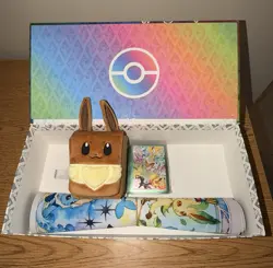 Pokemon Prismatic Evolutions UPC Eevee Deck Box Sleeves And Play Mat NO Cards - Image 1