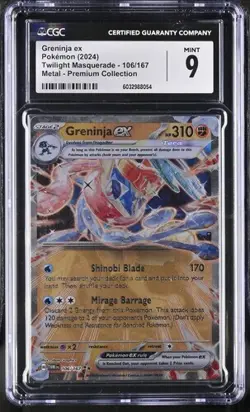 Pokemon Metal Card - Greninja EX 106/167 | CGC 9 | Prem. Collection | TWM | - Image 1