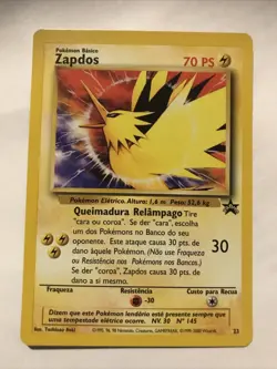 Pokemon Portuguese ZAPDOS Black Star Promo Card #23 RARE - Image 1