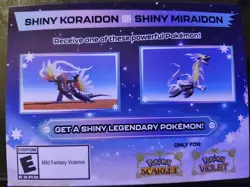 Pokemon Scarlet And Violet Shiny Koraidon or Miraidon Code UNSCRATCHED - Image 1