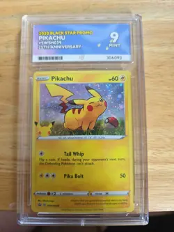 Pokemon Pikachu TCG Cosmo Holo Black Star Promo SWSH039 ACE 9 - Image 1