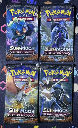 Pokemon Burning Shadows Booster Pack Art Set - 4 Packs NEW SEALED - Image 1