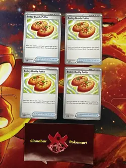 x4PlaysetBuddy-Buddy Poffin-101/131 PrismaticEvolutions-Uncommon Pokemon-NM/MINT - Image 1