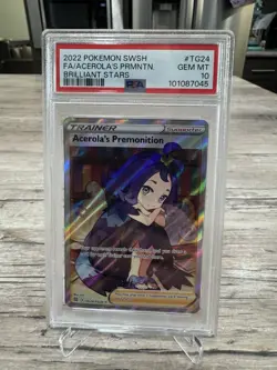 2022 POKEMON SWSH BRILLIANT STARS FULL ART #TG24 ACEROLA'S PREMONITION PSA 10 - Image 1