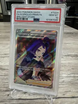 2022 POKEMON SWSH BRILLIANT STARS FULL ART #TG24 ACEROLA'S PREMONITION PSA 10 - Image 2
