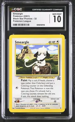 CGC 10 GEM MINT Smeargle 2001 Black Star Promos 32 Pokemon League Pokemon Card - Image 1