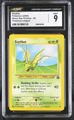 CGC 9 MINT Scyther 2000 Black Star Promos 45 Pokemon League Pokemon Card - Image 1