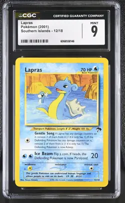 CGC 9 MINT Lapras 2001 Southern Islands 12/18 Pokemon Card - Image 1