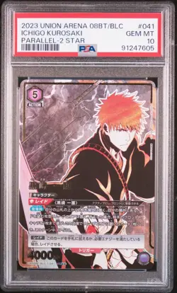 Kurosaki Ichigo Star 2 Parallel BLEACH Union Arena PSA10 Card - Image 1