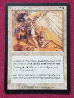 Magic The Gathering ONSLAUGHT AKROMA'S BLESSING white card MTG - Image 1