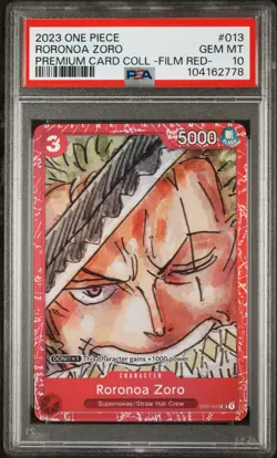 2023 ONE PIECE PREMIUM CARD COLL -ONE PIECE FILM RED- #013 RORONOA ZORO PSA 10 - Image 1