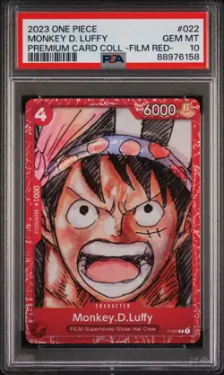 2023 One Piece Premium Card Coll Film Red P-022 Monkey D. Luffy PSA 10 English - Image 1