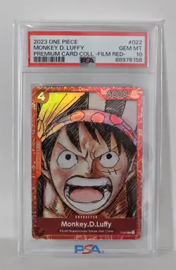 2023 One Piece Premium Card Coll Film Red P-022 Monkey D. Luffy PSA 10 English - Image 3