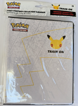 Pokemon 25th Anniversary First Partner Binder Train On Pikachu Jumbo Card New~ - Image 1