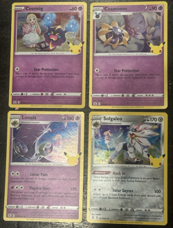Pokemon Celebrations Rare Holo Cosmog, Cosmoem, Lunala, Solgaleo - NM - Image 1