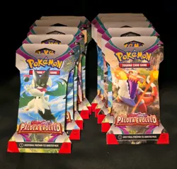Pokemon TCG 10x Paldea Evolved Sleeved Booster Pack LOT!! 10qty Sleeved Boosters - Image 1