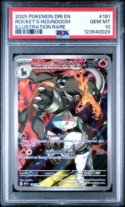 2025 POKEMON DRI EN-DESTINED RIVALS #191 TEAM ROCKET'S HOUNDOOM PSA 10 - Image 1