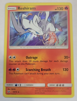 2017 Pokemon Shining Legends #14 Reshiram Holo Rare NM to Mint Condition - Image 1