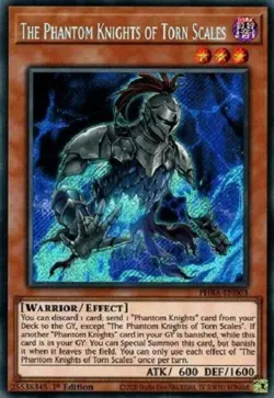 * THE PHANTOM KNIGHTS OF TORN SCALES * SECRET RARE 1ST EDITION PHRA-EN003 YUGIOH - Image 1