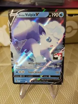 Alolan Vulpix V Pokemon Prize Series 3 Pack Promo Pokemon Card NM/LP Play Stamp - Image 1