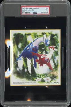 2019 POKEMON SHIKISHI ART 3 #12 LATIAS & LATIOS PSA 7 - Image 1
