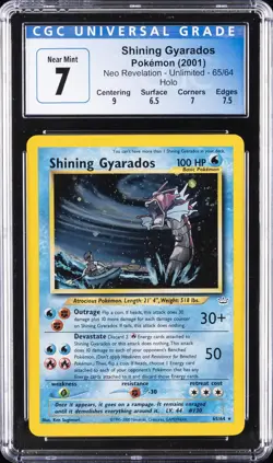 2001 POKEMON NEO REVELATION - UNLIMITED - HOLO #65/64 SHINING GYARADOS CGC 7 - Image 1