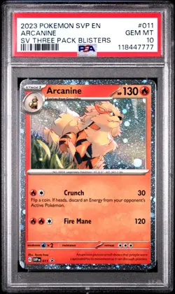Arcanine Pokemon Scarlet & Violet Three Pack Blisters #011 PSA 10 Black Star - Image 1