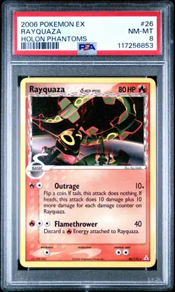 2006 POKEMON EX HOLON PHANTOMS RAYQUAZA #26 PSA 8 NM #117256853 - Image 1