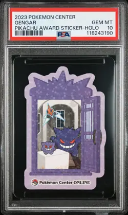2023 POKEMON CENTER PIKACHU AWARD DELIVERY! STICKER HOLO GENGAR PSA 10 - Image 1
