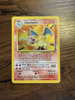 Pokemon TCG Charizard 4/102 Base Set Unlimited Holo Rare MP - Image 1