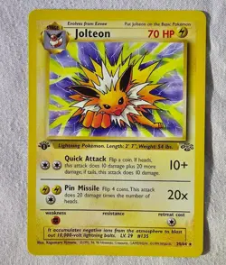 1st Edition Jolteon 20/64 Jungle Set Non Holo Rare Vintage 1999 Pokemon Card- NM - Image 1