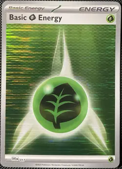 Basic Grass Energy #017 Holo Black Bolt White Flare - Pokemon Card - Image 1