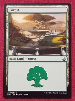 Magic The Gathering BATTLEBOND FOREST land card MTG - Image 1