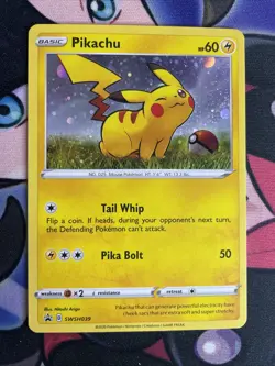 Pikachu SWSH039 Cosmos Holo Pokemon TCG Black Star Promo Ungraded *SWIRL* - Image 1