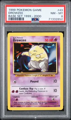 1999 POKEMON GAME BASE SET 1999-2000 #49 DROWZEE PSA 8 - Image 1