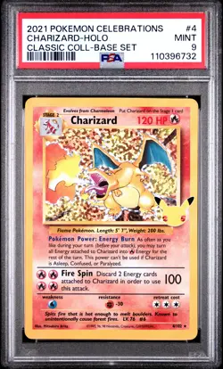 2021 POKEMON CELEBRATIONS CLASSIC COLL #4 CHARIZARD-HOLO PSA 9 - Image 1