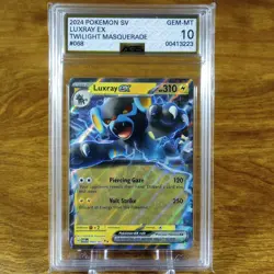 Pokemon Twlight Masquerade Luxray EX 068/167 AGS Gem-MT 10 Holo Ultra Rare 2024 - Image 1