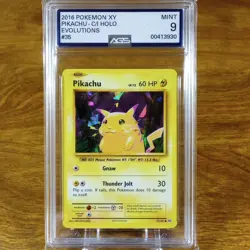 Pokemon XY Evolutions Pikachu Cracked Ice Holo 35/108 AGS Mint 9 Common 2016 - Image 1