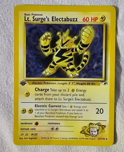 1st Edition Lt. Surge’s Electabuzz Rare 27/132 - Gym Heroes - Near Mint -Pokemon - Image 1
