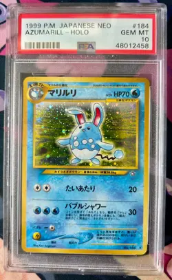 PSA 10 Gem Mint Azumarill Japanese Neo #184 Pokemon Card - Image 1