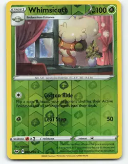 Whimsicott 006/202 Sword and Shield reverse holo, NM Pokemon TCG - Image 1